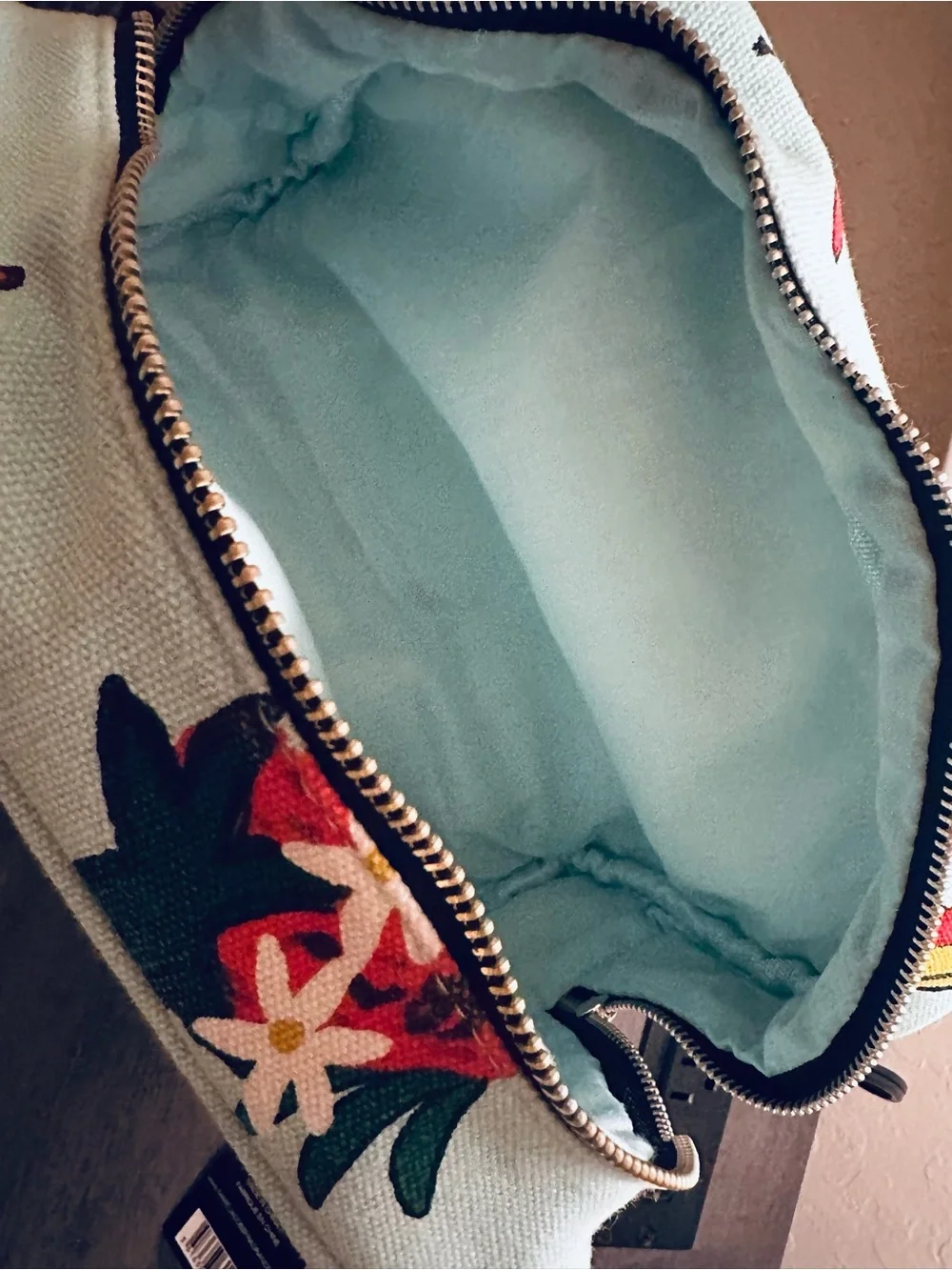 Marc Jacobs Mint Canvas Pouch with Banana & Floral Print